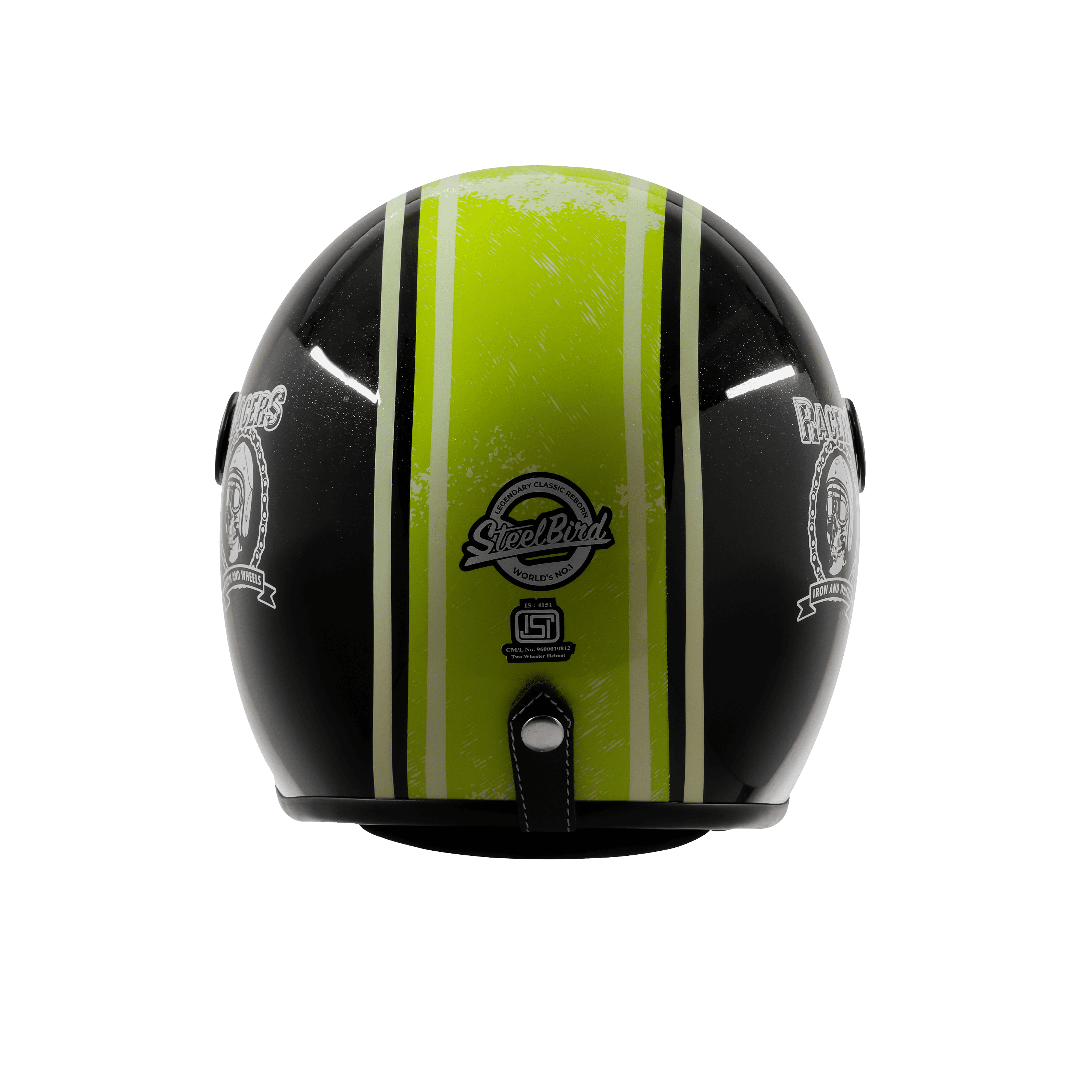 SBH-56 VINTAGE RACERS MAT BLACK WITH LIGHT GREEN